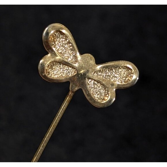 Vintage Gold Tone Butterfly Textured Small Stick Pin Brooch - Picture 1 of 10